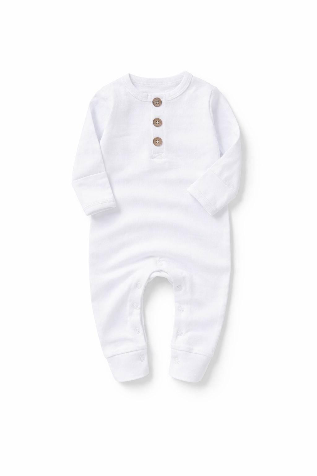 Organic Cotton Henley Baby Romper - White - Sprout & Fawn
