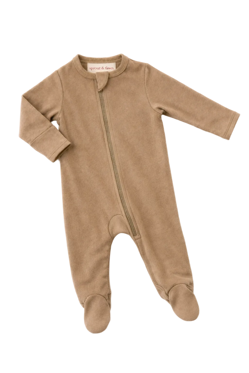 Bamboo Zip Footie - Sandstone - Sprout & Fawn