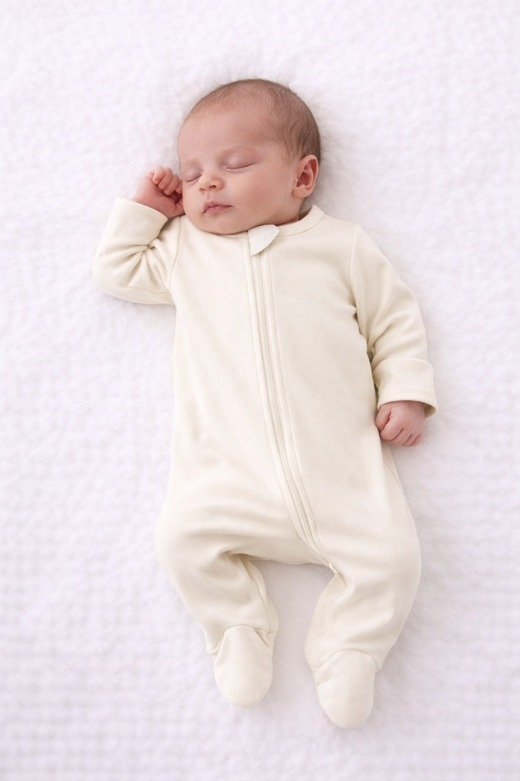 Bamboo Zip Footie - Vanilla Cream - Sprout & Fawn