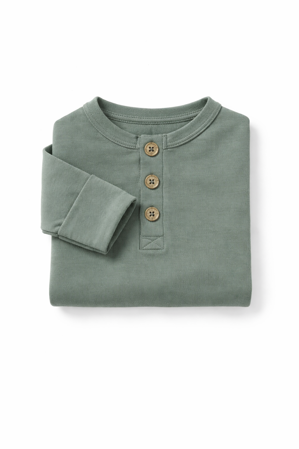 Organic Cotton Henley Baby Romper - Sage Green - Sprout & Fawn