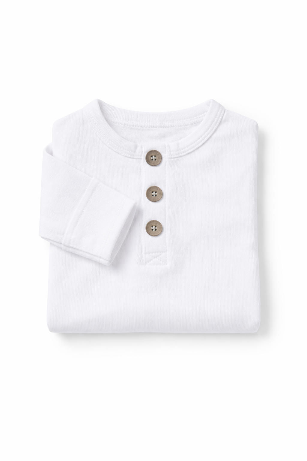 Organic Cotton Henley Baby Romper - White - Sprout & Fawn