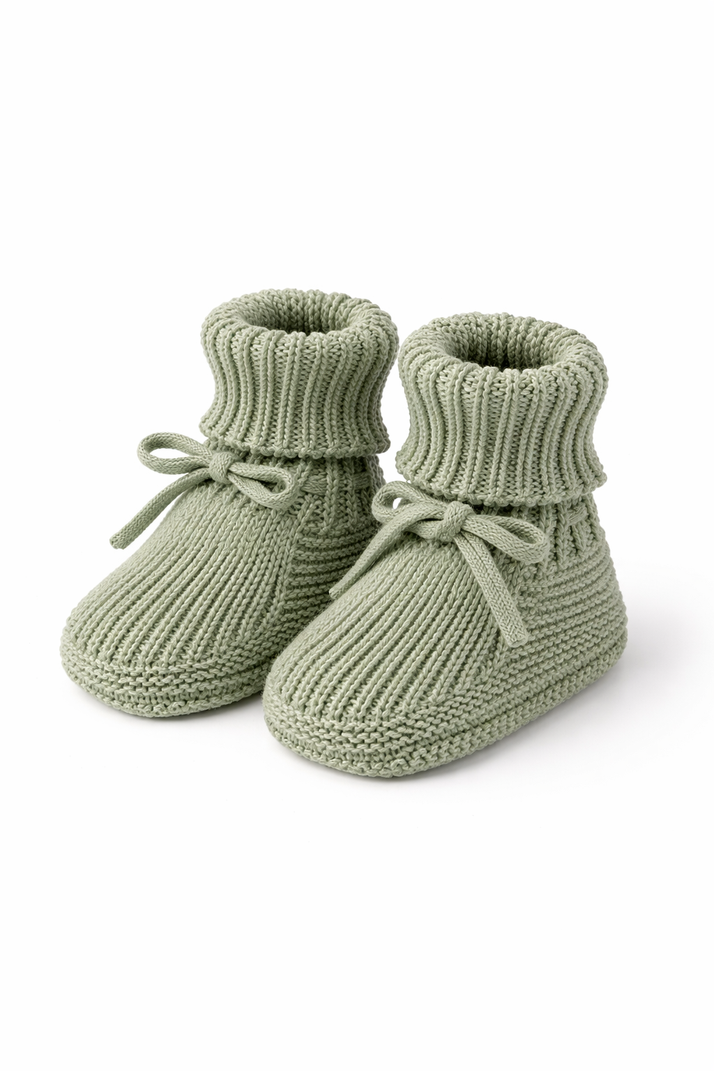 Cozy Knit Baby Booties – Sage - Sprout & Fawn
