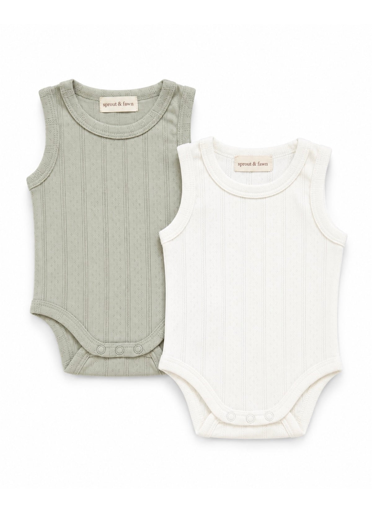 The Everyday Pointelle Bodysuit Set — Sage + Ivory
