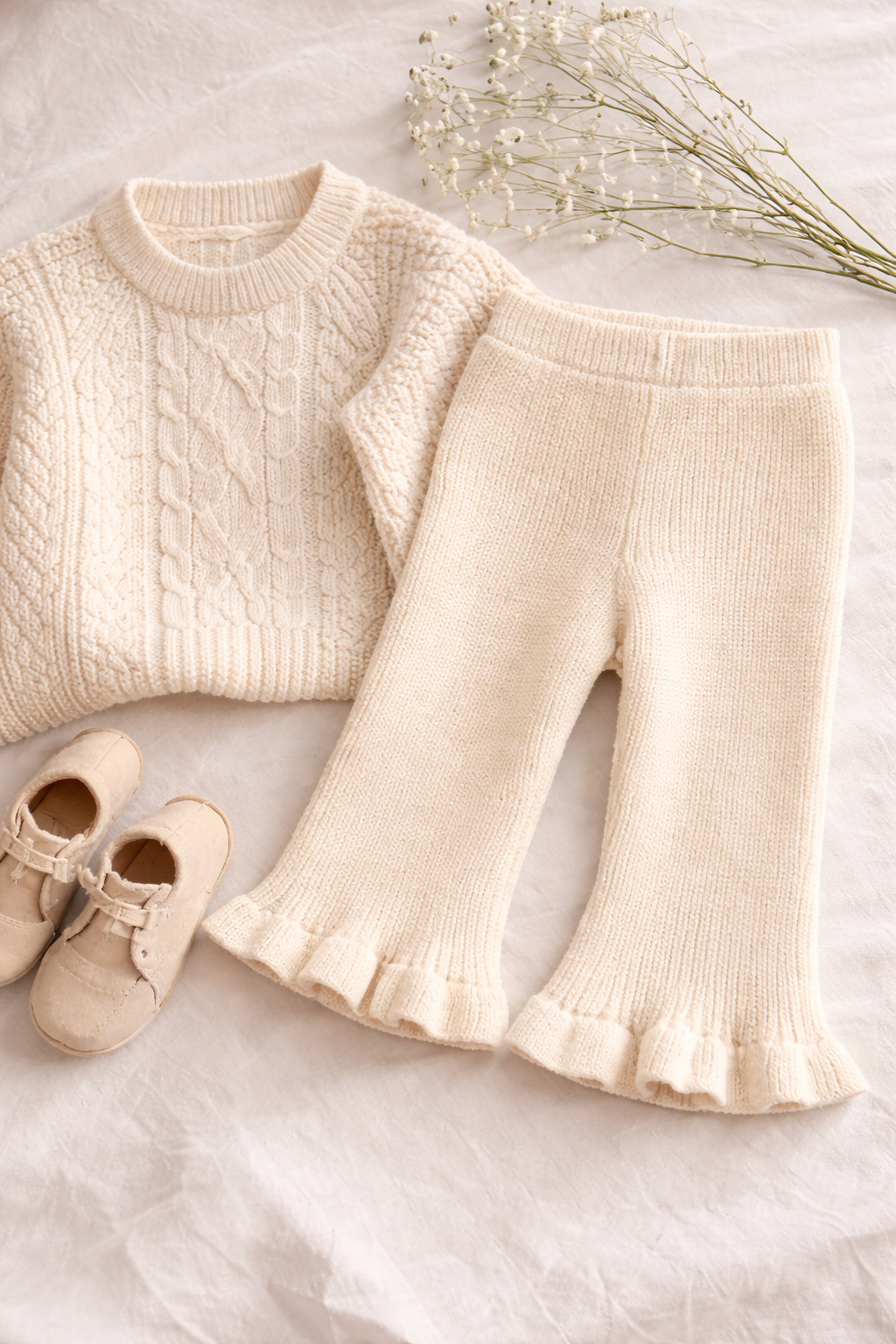 Oat Knit Ruffle Pants - Sprout & Fawn