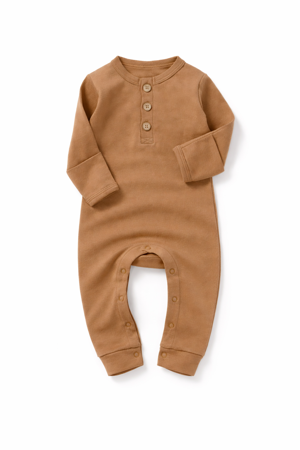 Organic Cotton Henley Baby Romper - Woodland Taupe - Sprout & Fawn