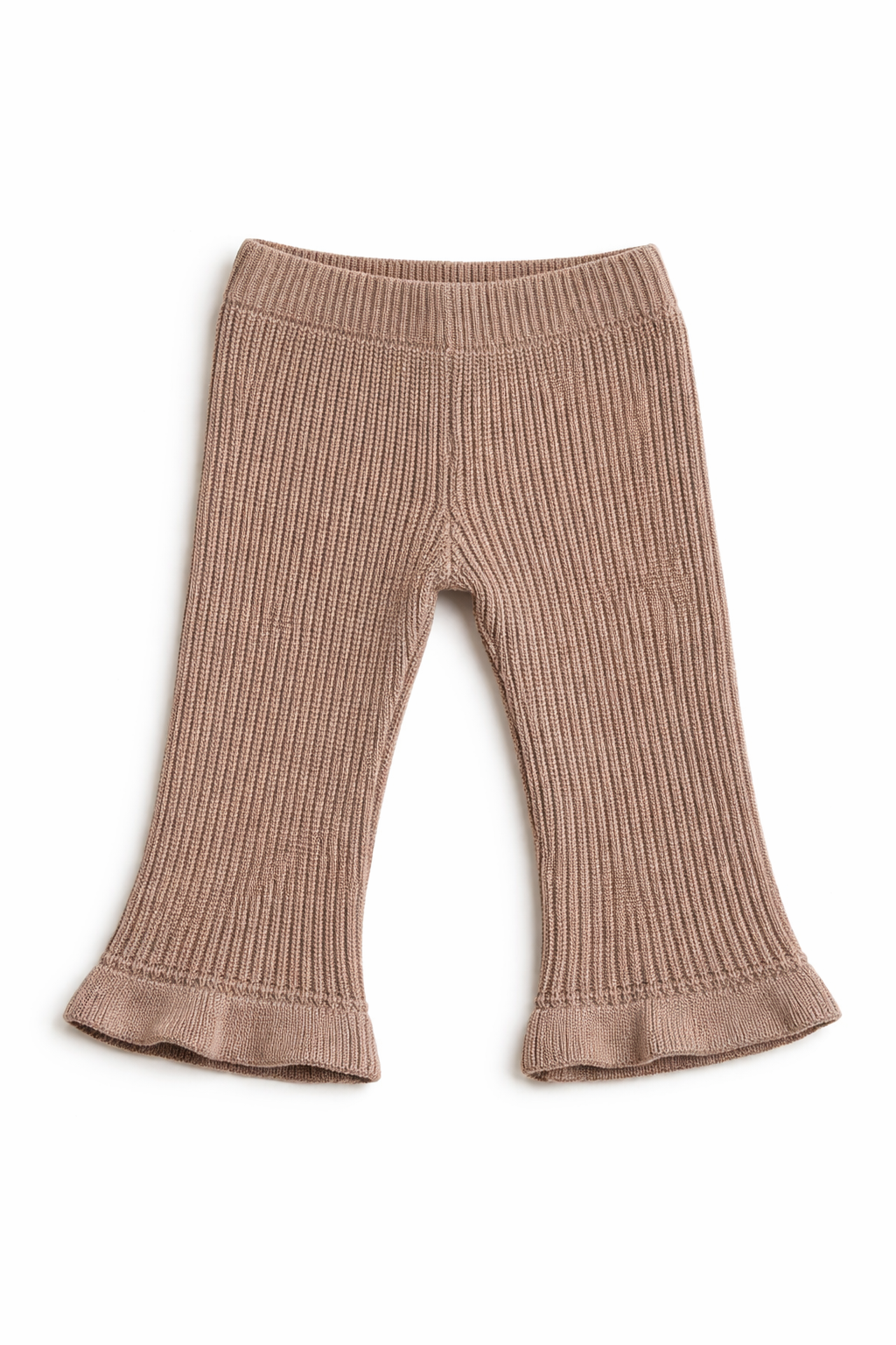 Ribbed Knit Ruffle Pants – Mushroom - Sprout & Fawn