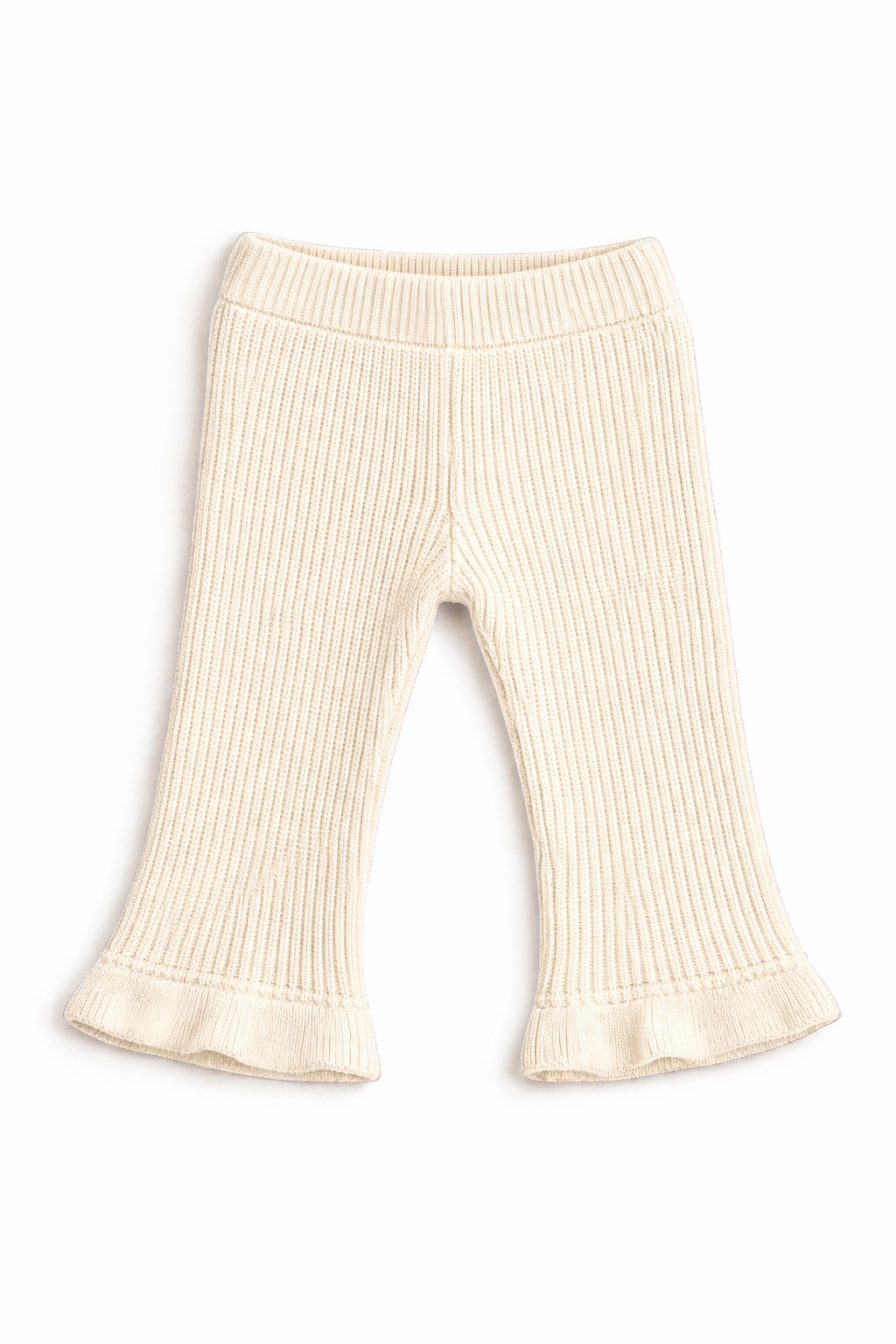Ribbed Knit Ruffle Pants – Oatmilk - Sprout & Fawn