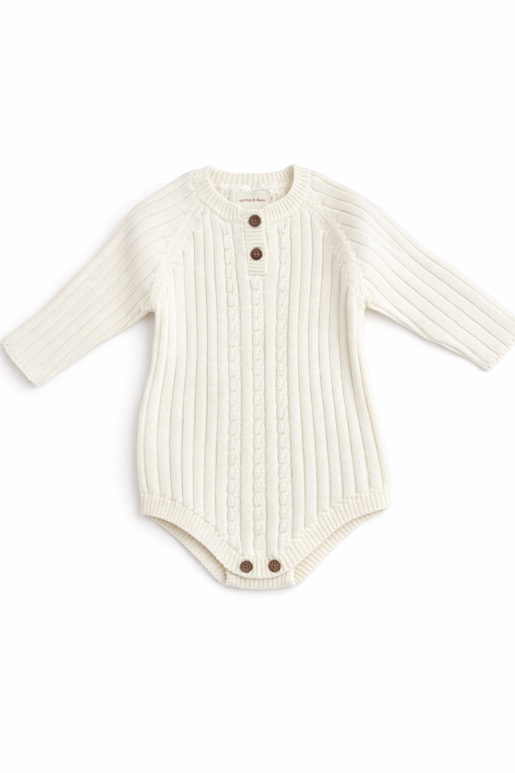 Organic Cotton Cable Knit Romper - Neutral Oat - Sprout & Fawn