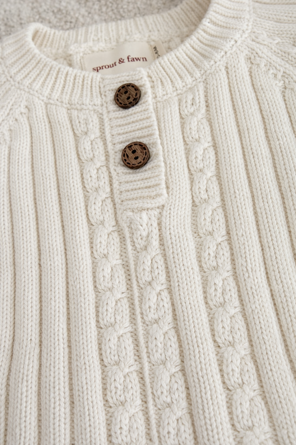 Organic Cotton Cable Knit Romper - Neutral Oat - Sprout & Fawn