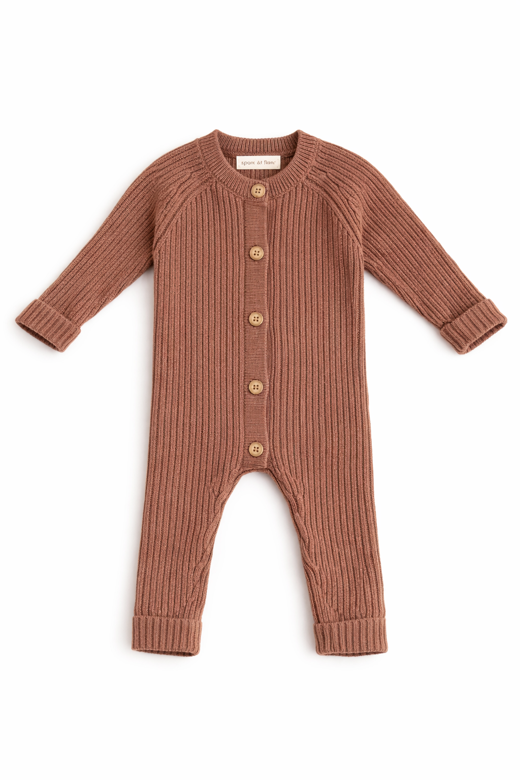 Claywood Ribbed Button-Up Romper - Sprout & Fawn