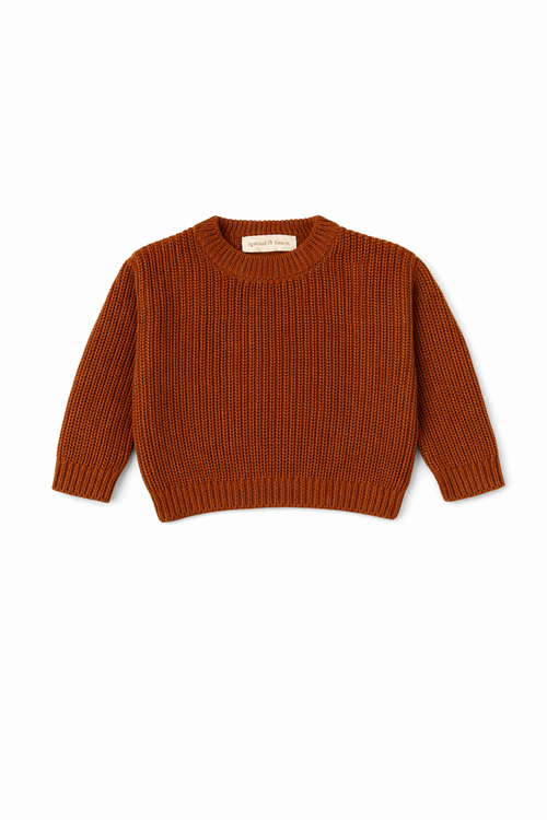 Chunky Knit Sweater | Neutral Collection - Burnt Sienna - Sprout & Fawn