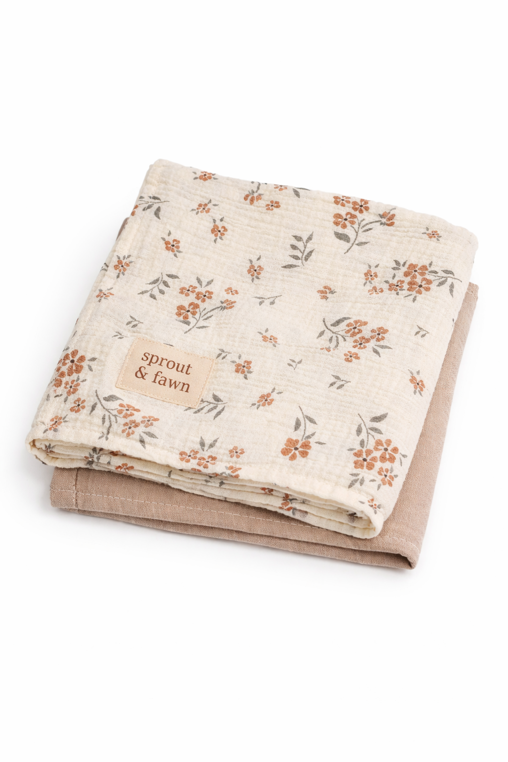 Organic Muslin Swaddle Set by Sprout & Fawn featuring neutral and floral designs in a soft, breathable fabric.