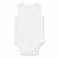 Sprout & Fawn The Cloud Essential Bodysuit in soft fabric, shown laid flat with shoulder straps and snap closures at the bottom.