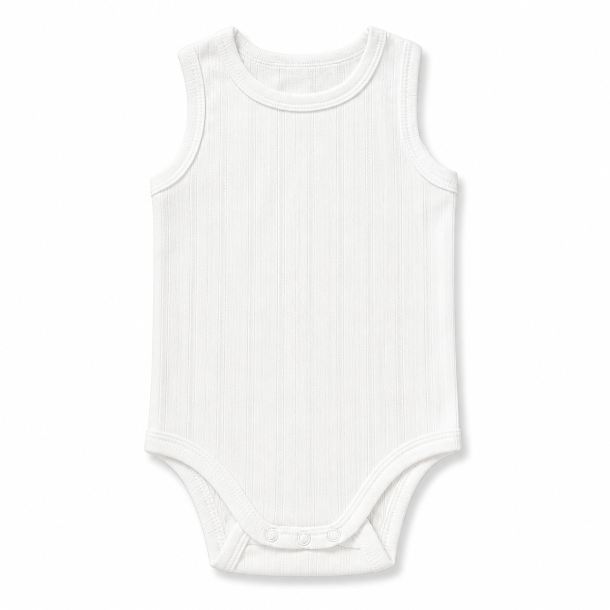 Sprout & Fawn The Cloud Essential Bodysuit in soft fabric, shown laid flat with shoulder straps and snap closures at the bottom.