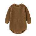 Sprout & Fawn Chestnut Waffle Knit Romper for infants, featuring soft waffle fabric and a cozy, stylish design.