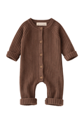 Chestnut Ribbed Button-Up Romper - Sprout & Fawn